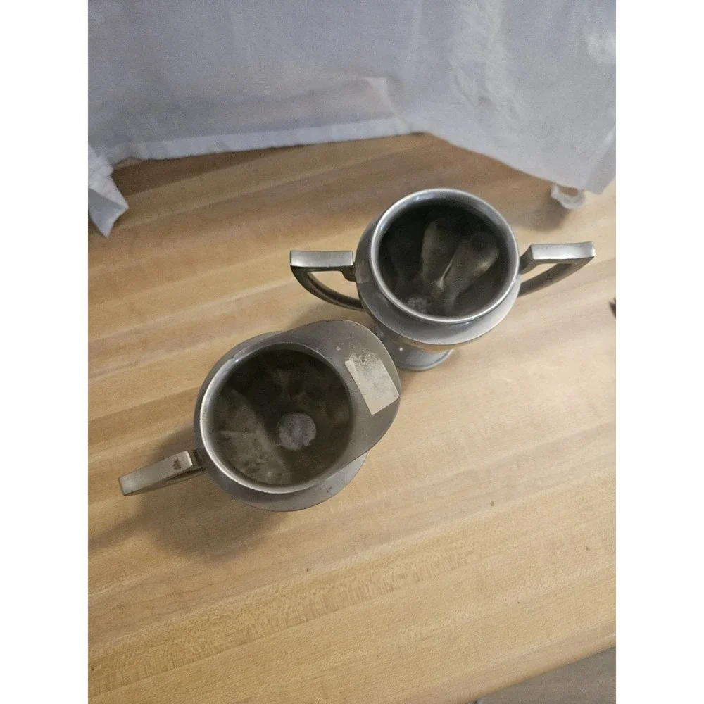 Antique General Electric Pewter Creamer And Sugar Bowl